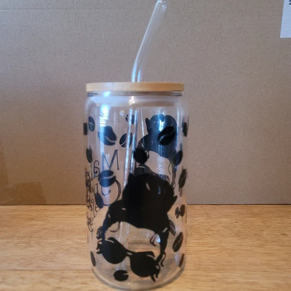 Mama Needs Coffee Glass Tumbler with Bamboo Lid And Straw 16oz - Picture 7 of 7